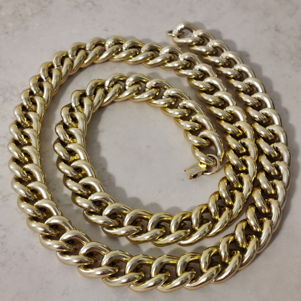 Vintage Massive Long Curb Link Chain Necklace Unisex